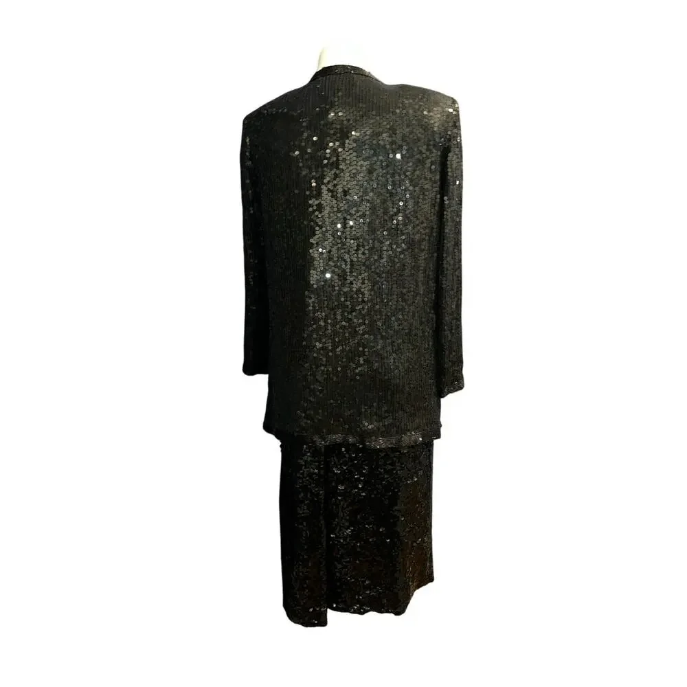 Niteline women’s 100% silk sequins beaded black blazer unknown sequins skirt - Picture 3 of 16